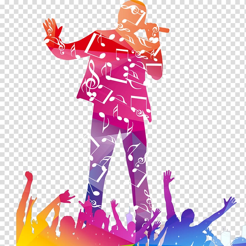person with musical notes illustration, Music competition Singing Poster, People notes transparent background PNG clipart