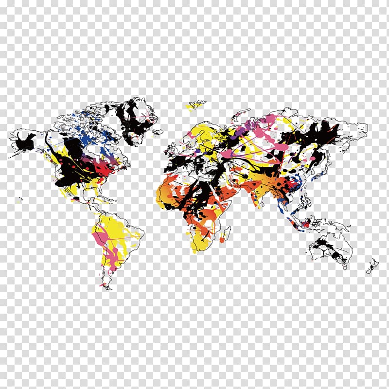 World map, color map transparent background PNG clipart