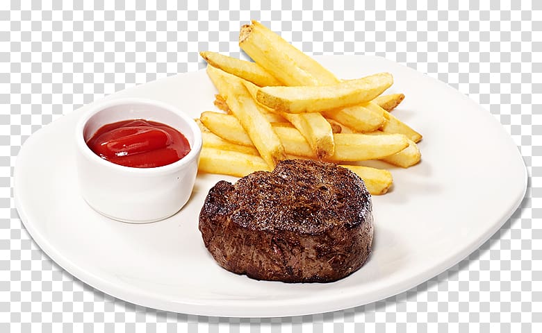 French fries Steak frites Full breakfast Steak au poivre Potato wedges, fillet steak transparent background PNG clipart