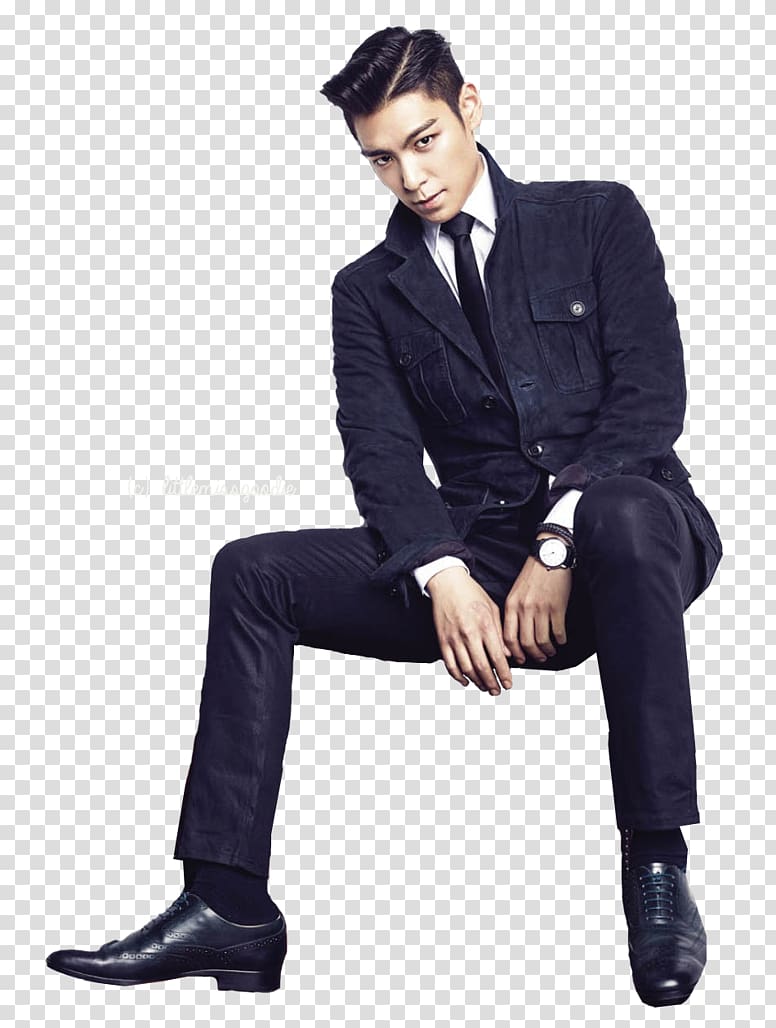 T.O.P Idol Star #1 Sticker BIGBANG K-pop, sitting man transparent background PNG clipart