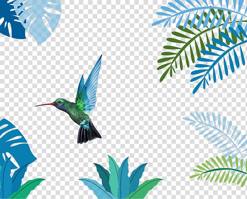 Leaf Tropics Plant Illustration, Jungle Bird transparent background PNG clipart