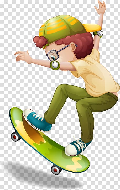 Skateboarding Isketing Illustration, Pattern cartoon boy riding scooter transparent background PNG clipart
