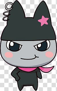 gray cartoon character wearing hat, Kuromametchi transparent background PNG clipart