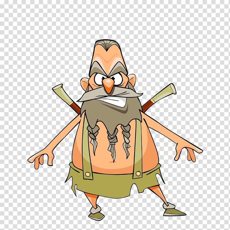 Cartoon Man, Hand painted white beard grandpa transparent background PNG clipart