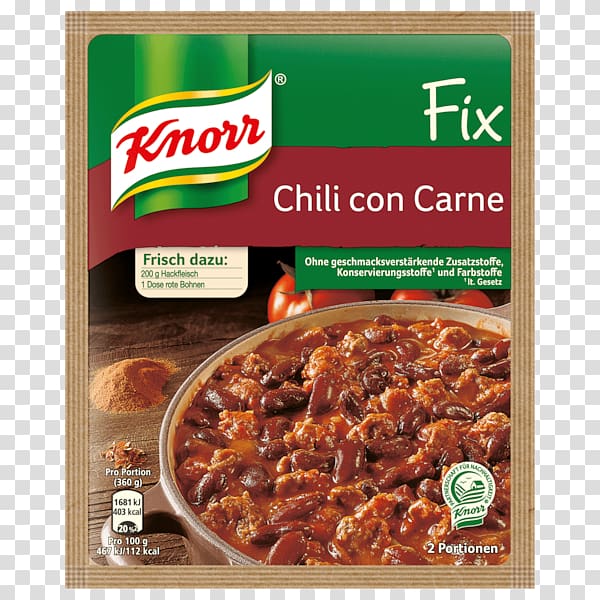 Chili con carne Wiener schnitzel Bolognese sauce Mexican cuisine Knorr, meat transparent background PNG clipart