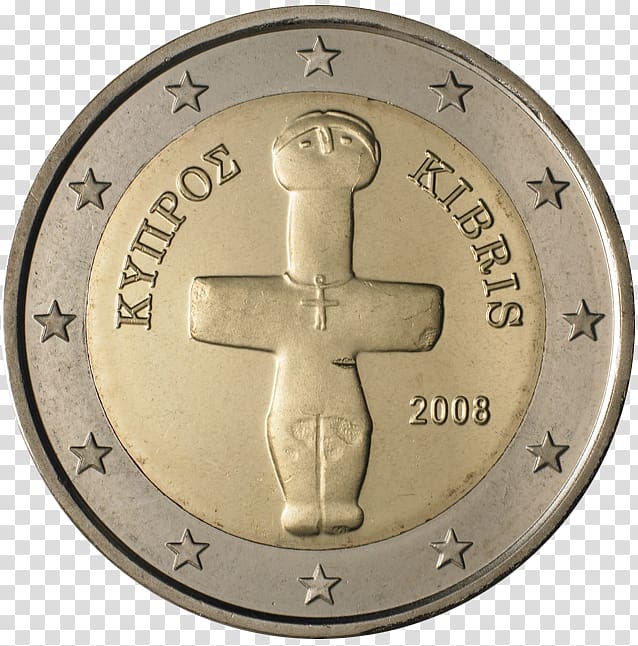 Cypriot euro coins 2 euro coin, Coin transparent background PNG clipart