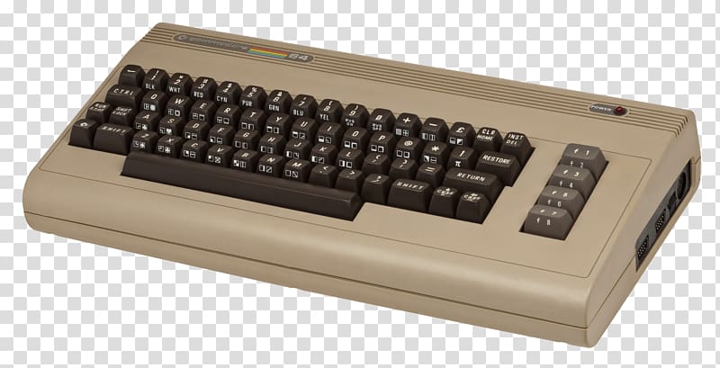 black and gray computer keyboard, Commodore 64 Vintage Computer transparent background PNG clipart