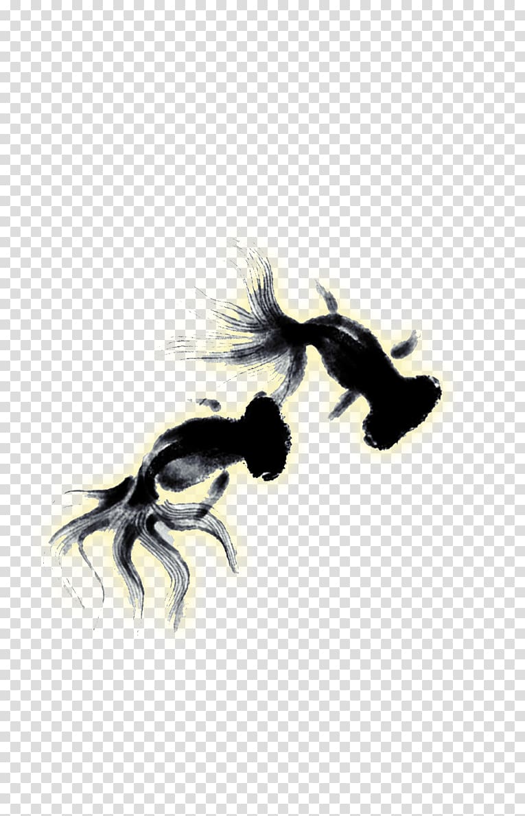 Ink wash painting Chinese painting Fish, Ink fish transparent background PNG clipart