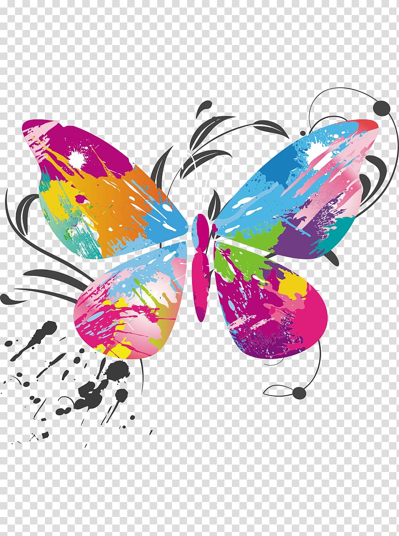 multicolored butterfly illustration, Butterfly Color Euclidean , Butterfly color transparent background PNG clipart