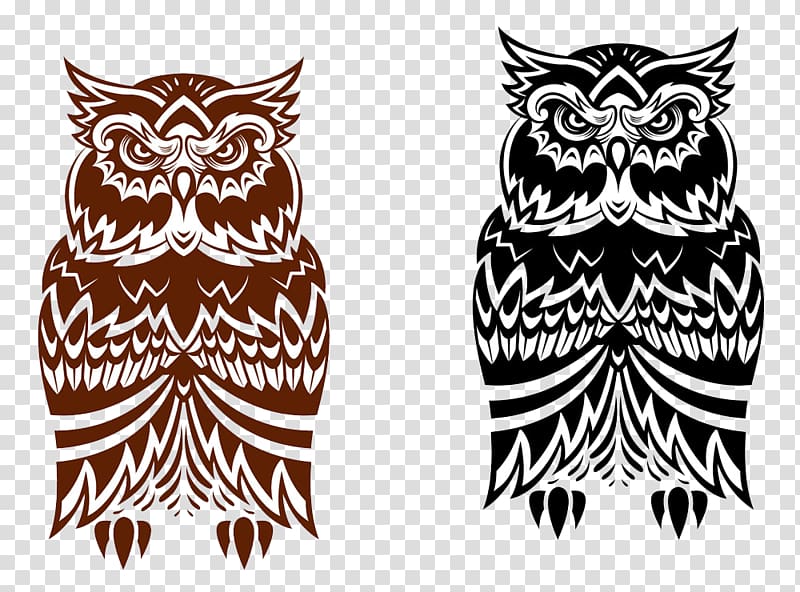 Owl Bird Tribe Tattoo, Creative owl pattern transparent background PNG clipart