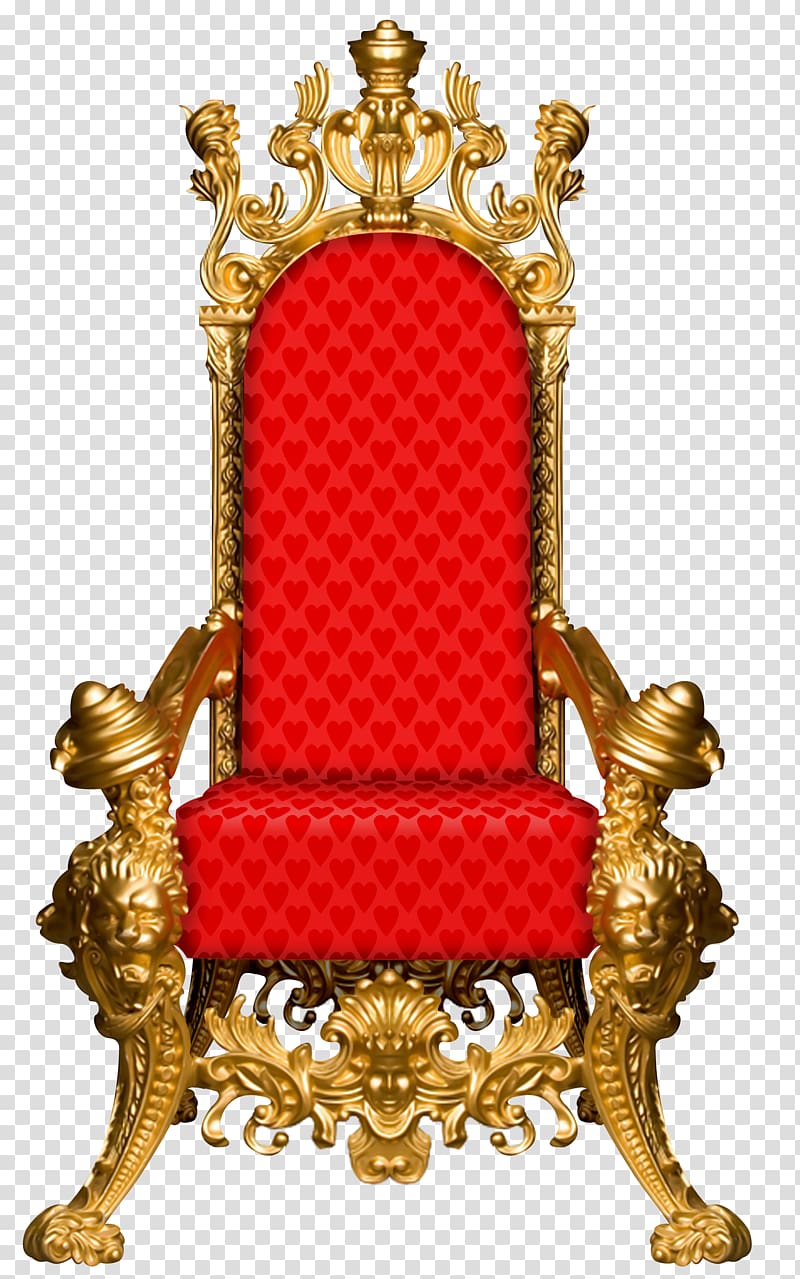 red and gold armchair illustration, Throne Chair Red Gold Furniture, Fairy tale throne transparent background PNG clipart