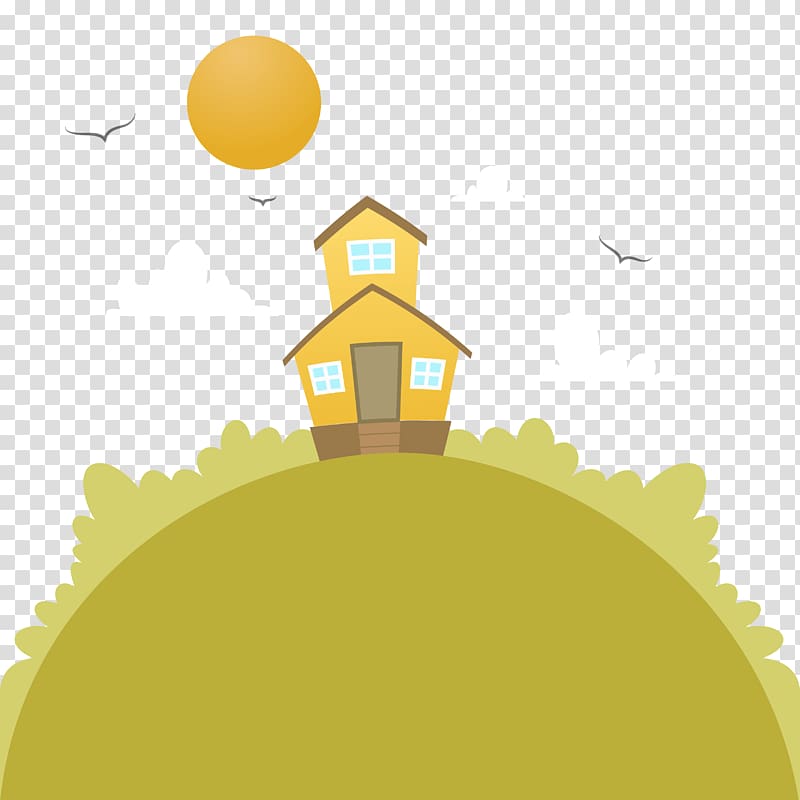 Illustration, cartoon sun and Earth Village transparent background PNG clipart