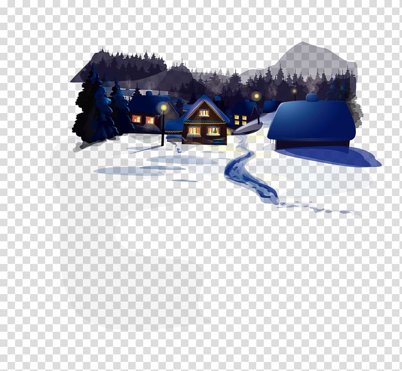 Night Winter Illustration, Small European winter night transparent background PNG clipart