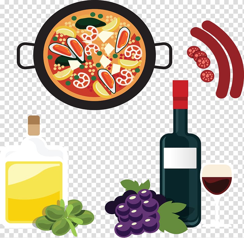 Spain Illustration, Spanish Wine and Food. transparent background PNG clipart