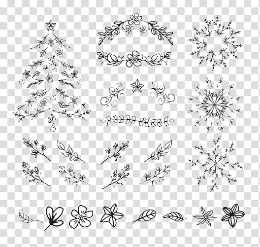 black and white line art christmas creative transparent background PNG clipart
