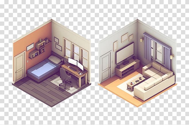 house interior illustrations, Isometric projection 3D computer graphics Illustration, Mini Home transparent background PNG clipart
