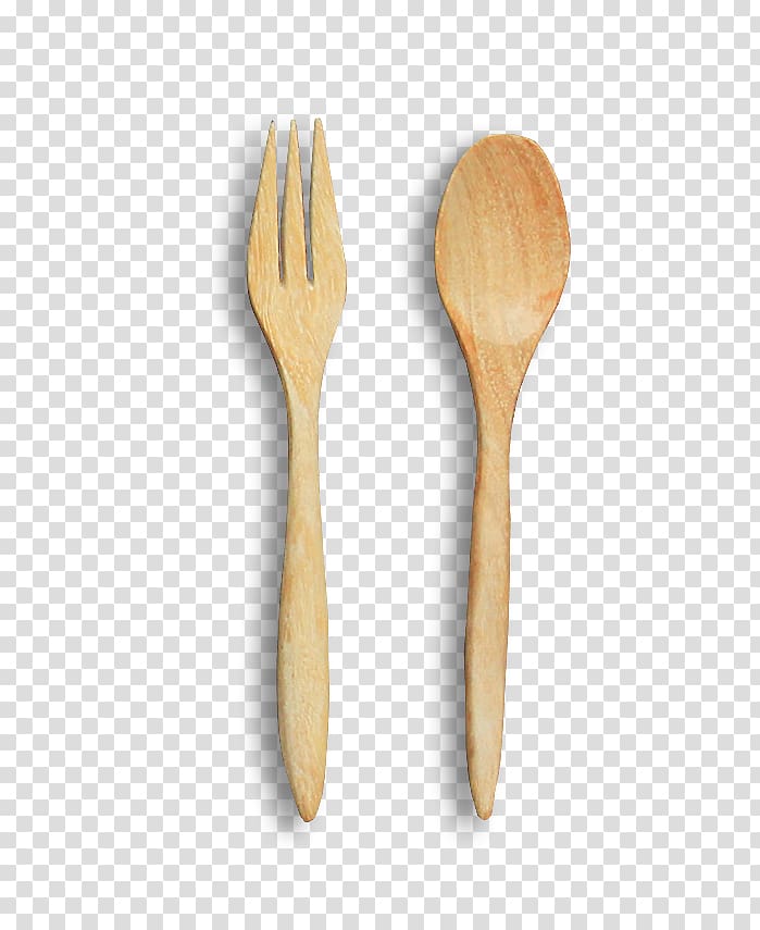 brown wooden ladle and fork , Wooden spoon Fork Knife, Commodity wooden spoon fork transparent background PNG clipart