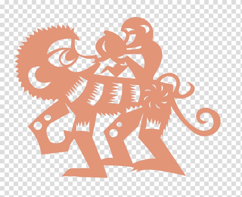 Monkey Chinese zodiac Chinese New Year Chinese astrology, Monkey paper-cut transparent background PNG clipart