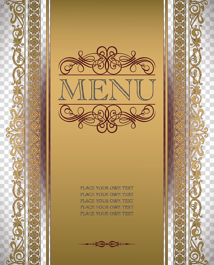 gold Menu template, Recipe Vecteur Menu, menu transparent background PNG clipart