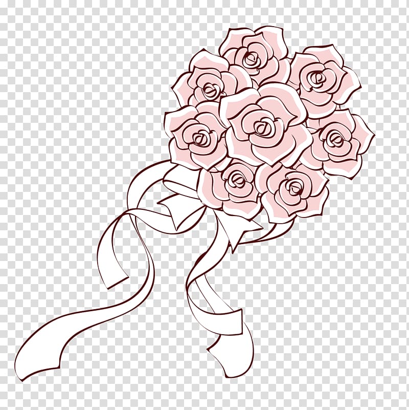 pink rose flowers bouquet art, Flower bouquet, Hand-painted bouquets transparent background PNG clipart