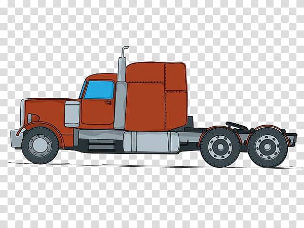 Drawing Semi-trailer truck Sketch, Cartoon truck material transparent background PNG clipart
