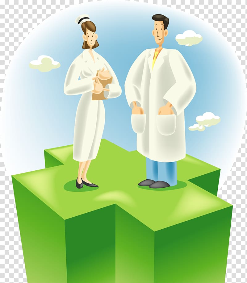 Cartoon Physician Illustration, Cartoon green doctors and nurses transparent background PNG clipart