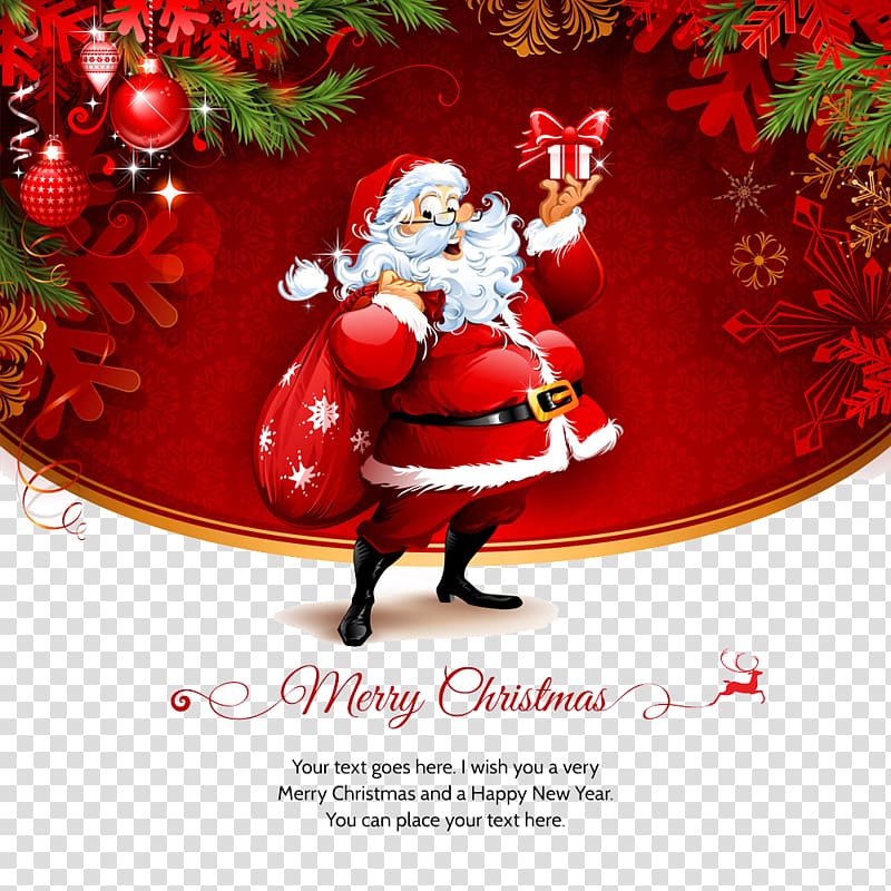 Santa Claus Christmas card Greeting card, Christmas card design transparent background PNG clipart