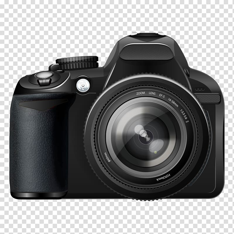 Microphone Digital camera Single-lens reflex camera, Black Digital Camera transparent background PNG clipart