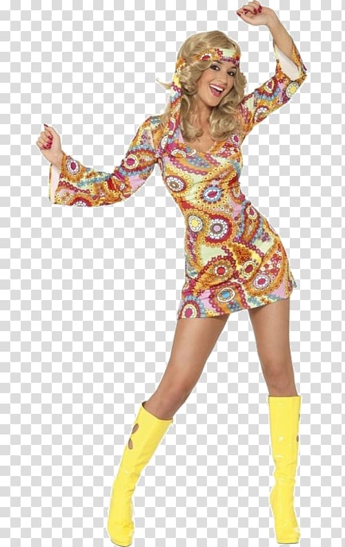 1960s Costume party 1970s Dress, hippie transparent background PNG clipart