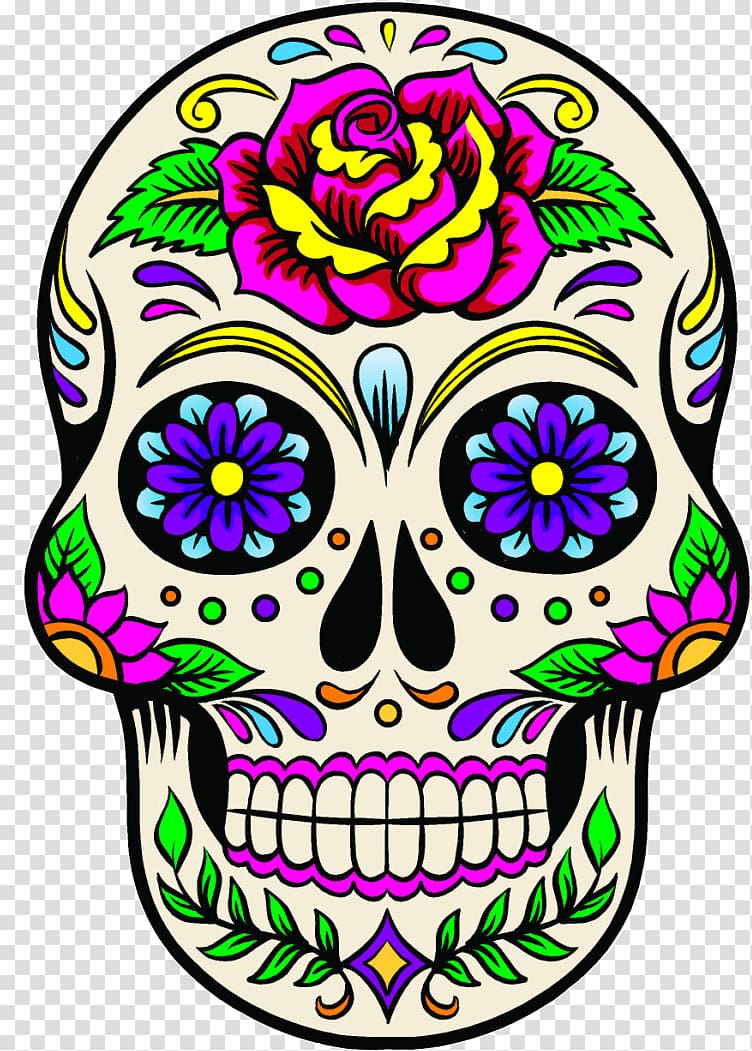 Calavera Mexican cuisine Day of the Dead Death Floral Ornament, Calavera Mexican transparent background PNG clipart