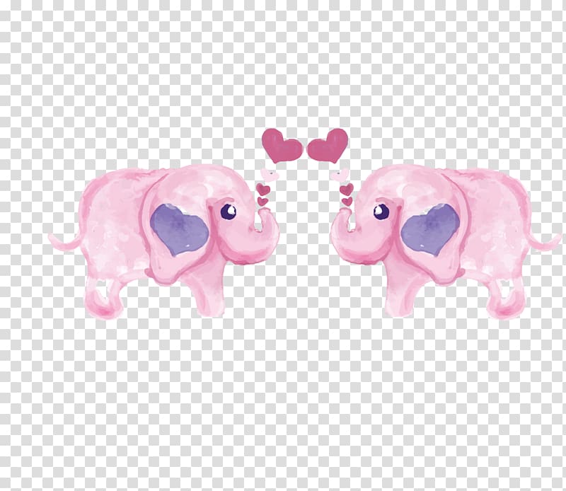 Pink Elephant, Pink elephant love transparent background PNG clipart
