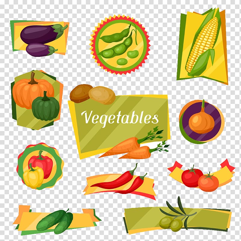 Organic food Vegetarian cuisine Vegetable Fruit, A variety of cartoon vegetables transparent background PNG clipart