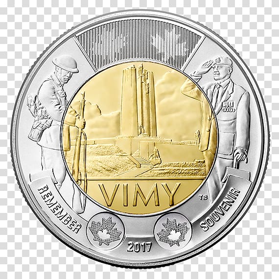 Canada Battle of Vimy Ridge Toonie Dollar coin, Canada transparent background PNG clipart