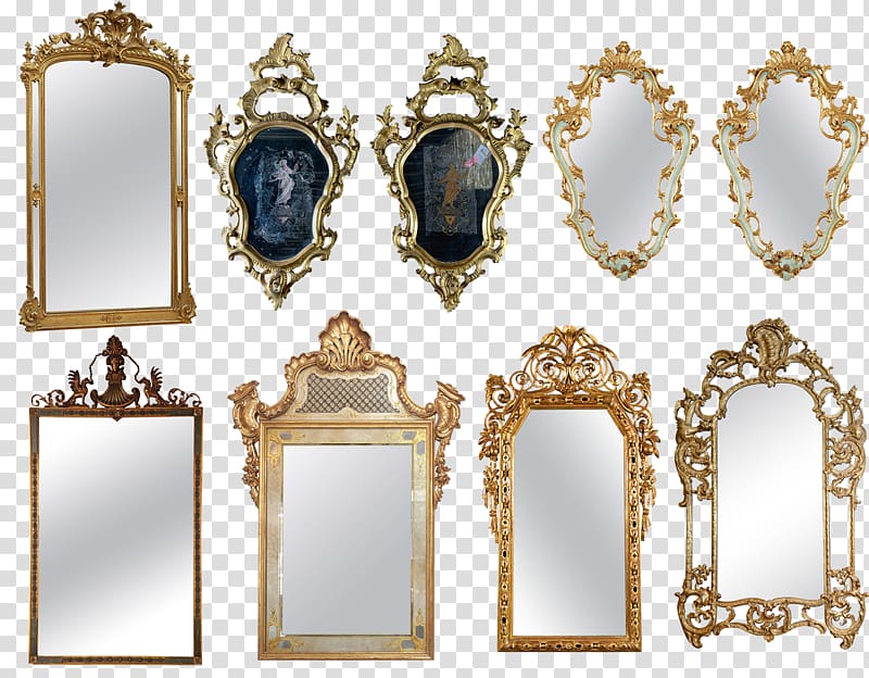 frame Metal Mirror, European mirror transparent background PNG clipart