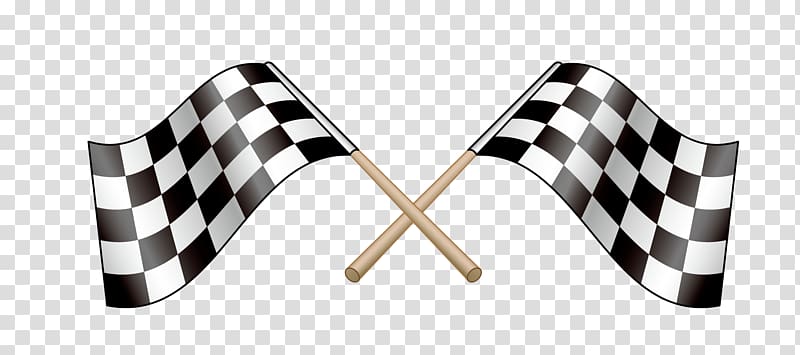 two black-and-white race flags illustration, Formula One Racing flags Auto racing , cartoon logo flag transparent background PNG clipart