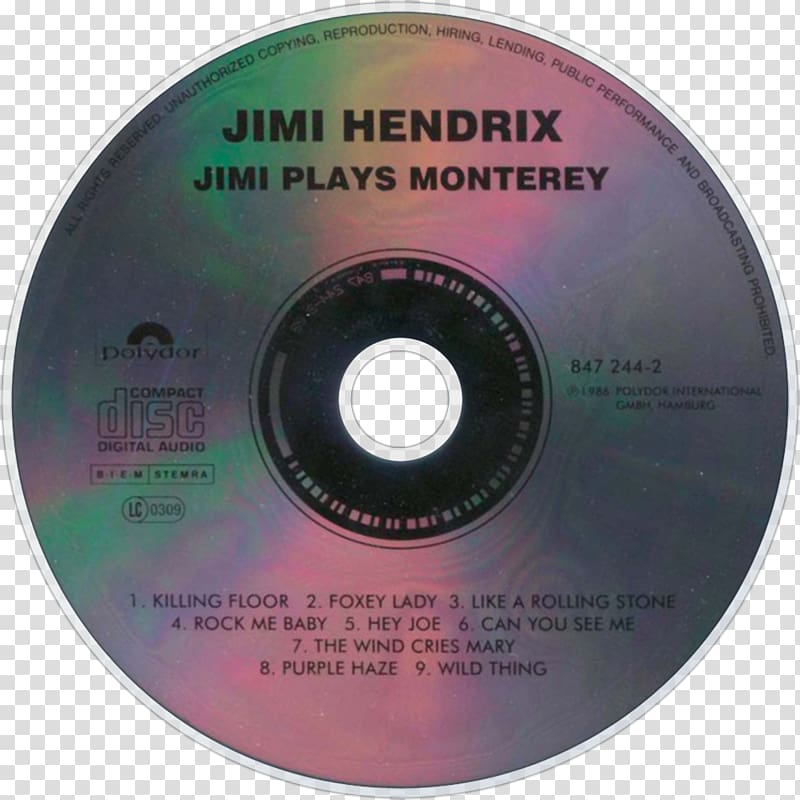 Compact disc Blue Wild Angel: Live at the Isle of Wight Jimi Plays Monterey Music Album, hendrix transparent background PNG clipart