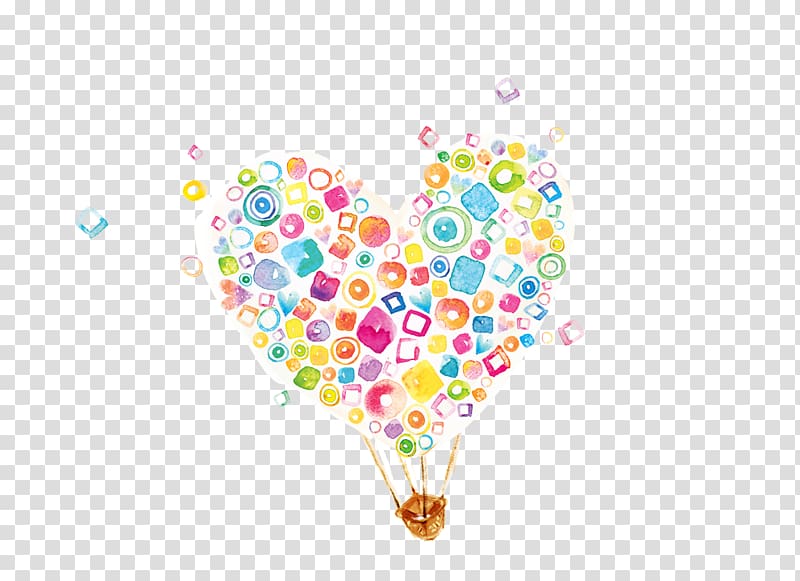 Watercolor painting, Heart-shaped parachute transparent background PNG clipart