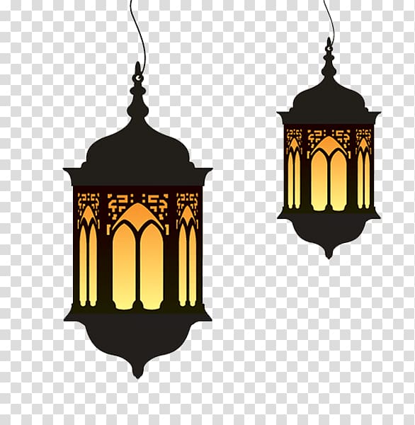 two black pendant lamps illustration, Ramadan Lamp Duo transparent background PNG clipart