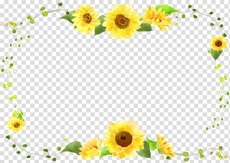 sunflower border curve decorative foliage transparent background PNG clipart
