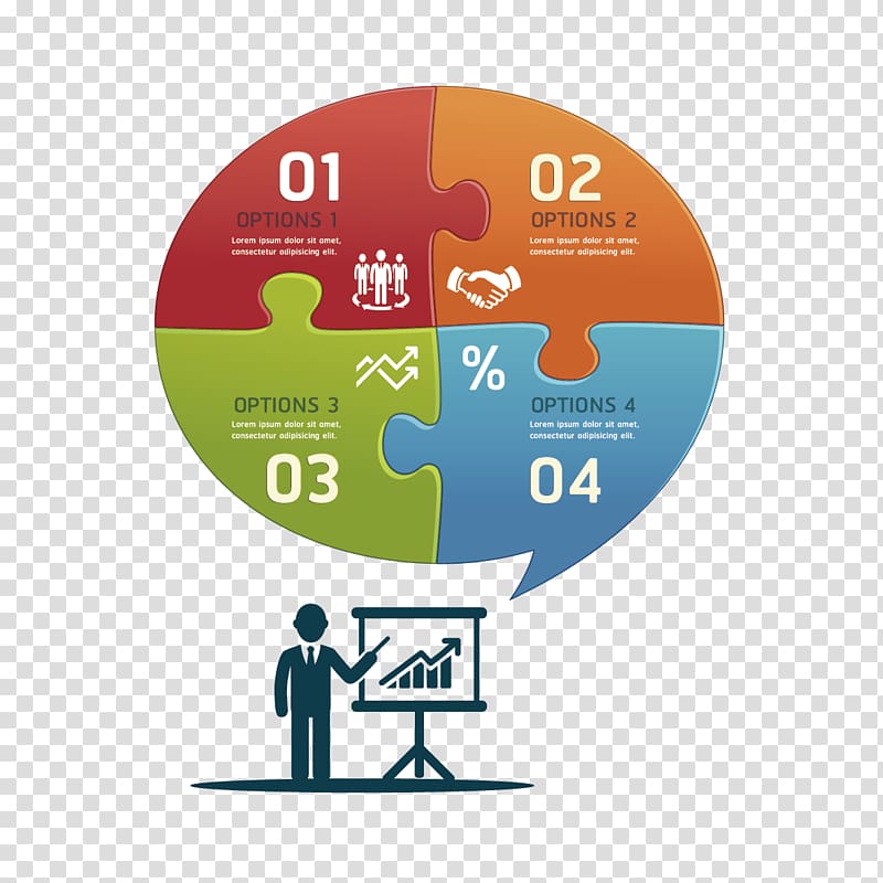 Infographic Business Diagram, Jigsaw ppt material transparent background PNG clipart