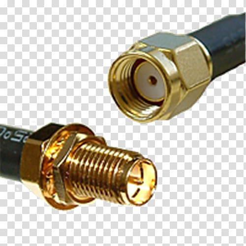 Coaxial cable Electrical connector SMA connector Aerials RP-SMA, Wifi Antenna transparent background PNG clipart