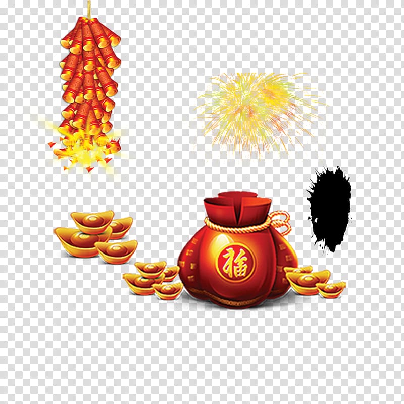 Gold Chinese New Year , Chinese New Year festive material transparent background PNG clipart