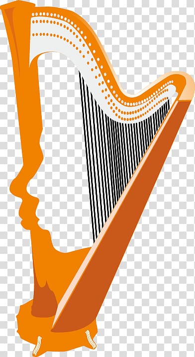 Harp Cartoon Music Illustration, Cartoon harp music material transparent background PNG clipart