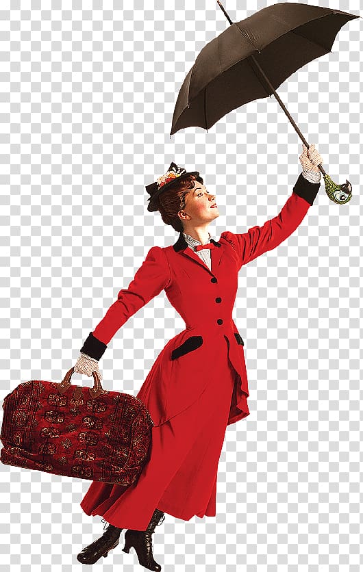 woman in red long-sleeved coat holding umbrella, Mary Poppins Musical theatre Broadway theatre Hyperion Theatricals, Mary transparent background PNG clipart