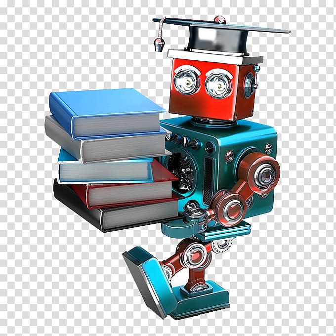 Robotics Graduation ceremony, Cartoon reading doctor robot transparent background PNG clipart