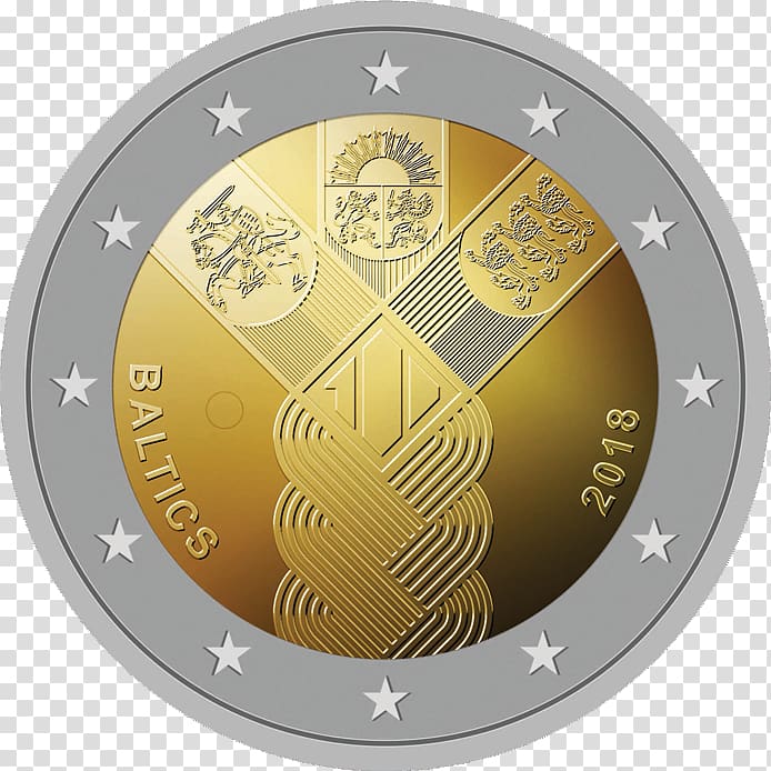 Baltic states 2 euro commemorative coins 2 euro coin, euro transparent background PNG clipart