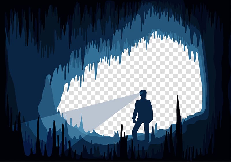 Man Inside The Cave Art Cave Euclidean Illustration People In The Cave Transparent Background Png Clipart Hiclipart