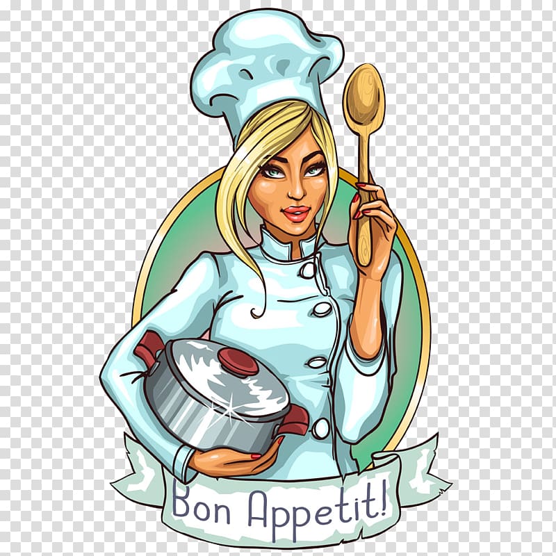 Bon Appetit illustration, Chef Cooking Cartoon , Chef logo transparent background PNG clipart
