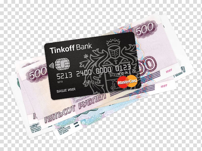 Tinkoff Bank Russian ruble Cash, Holding credit Card transparent background PNG clipart