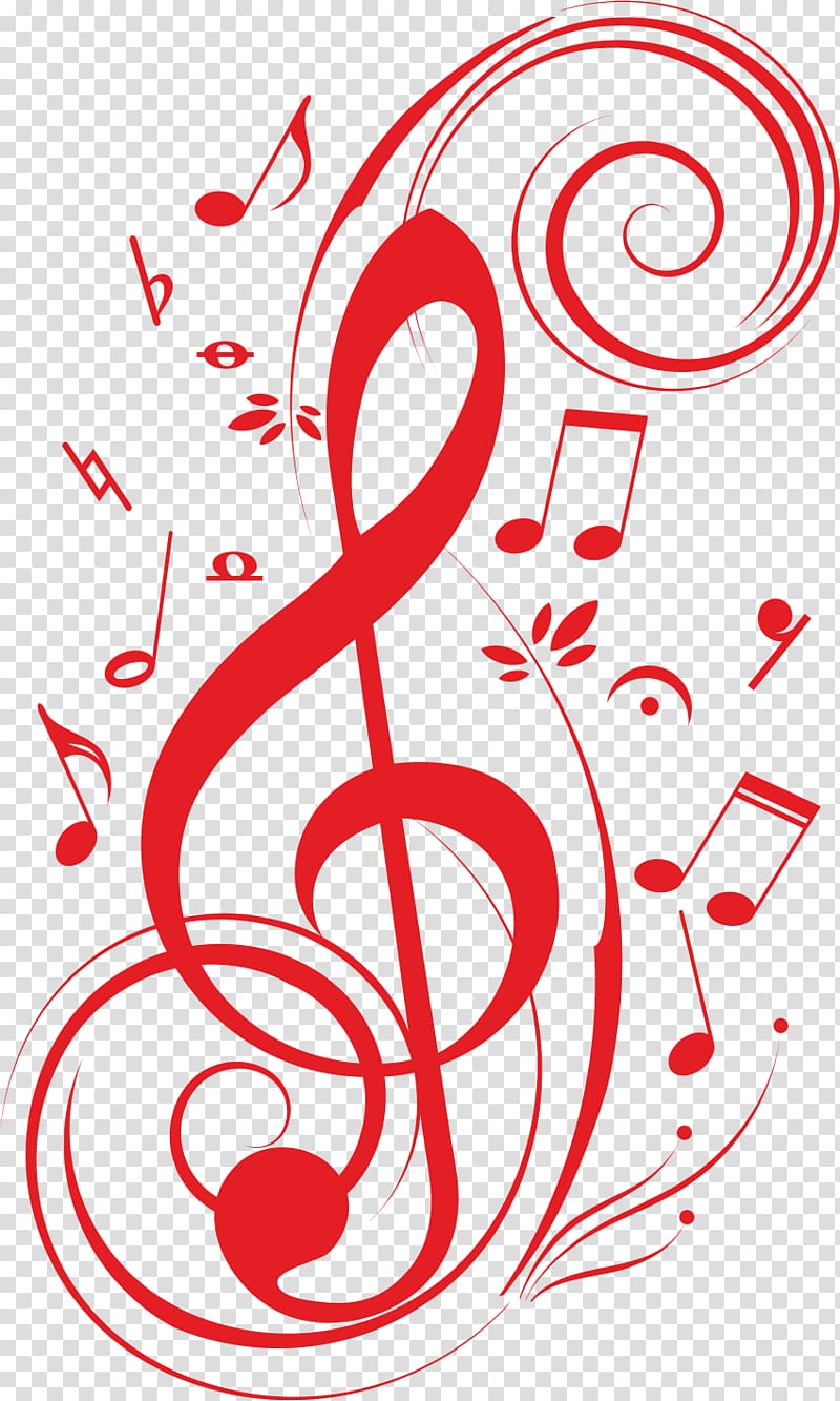 red g-clef illustration, Musical note Musical ensemble Pitch, treble clef transparent background PNG clipart